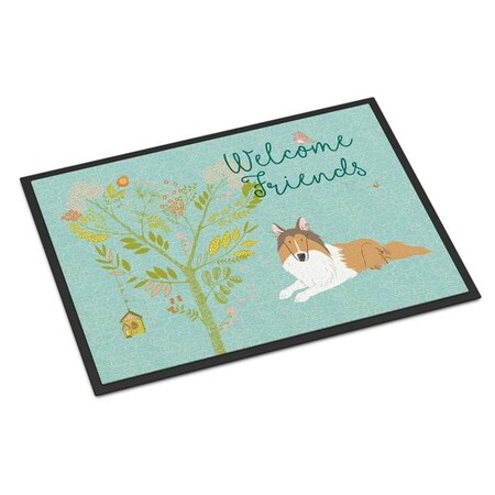 Carolines Treasures Carolines Treasures BB7584MAT Welcome Friends Collie Indoor or Outdoor Mat; 18 x 27 in. BB7584MAT